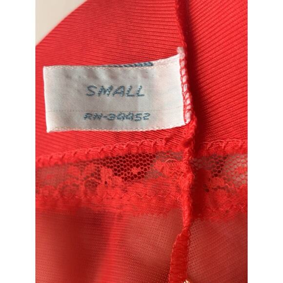 Womans Vintage Nightgown Nighty Sheer Lingerie Lorraine Short Red Size Small 70s - Picture 7 of 8